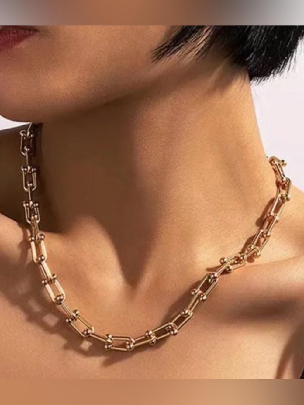 Hardware Graduated  U Link Chain Necklace
